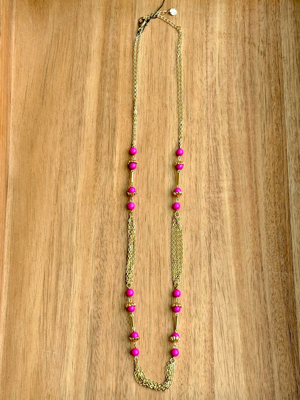 Talbots Gold-Tone Necklace with Hot Pink Beads